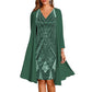 🔥Limited-Time Offer-Women's Long-Sleeve Printed Dress & Cardigan 2 Piece Set✨