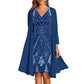 🔥Limited-Time Offer-Women's Long-Sleeve Printed Dress & Cardigan 2 Piece Set✨