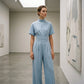 👗Women's Short Sleeve Mock Neck Wide-Leg Jumpsuit – Elegant All-in-One Outfit ✨