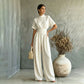 👗Women's Short Sleeve Mock Neck Wide-Leg Jumpsuit – Elegant All-in-One Outfit ✨