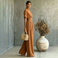 👗Women's Short Sleeve Mock Neck Wide-Leg Jumpsuit – Elegant All-in-One Outfit ✨
