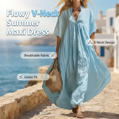 💥50% Off On The Last Day-👗Women’s Flowy V-Neck Summer Maxi Dress☀️✨