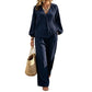 👗Women's Casual V-Neck Top & Pants Set– Minimalist Top & Pocket Trousers ✨ Effortless Chic Outfit
