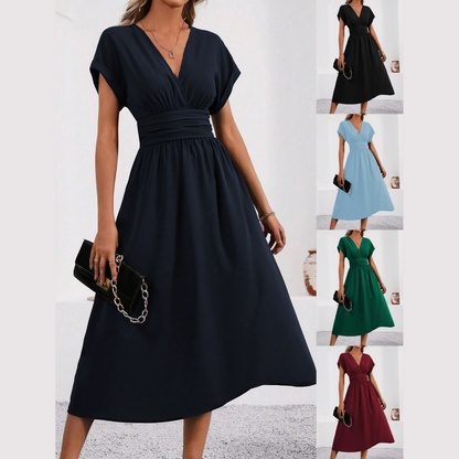 👗✨Women's V-neck Nipped-in Waist Dress-Neck Slim Fit Dress – Brunch to Night Out 🔥