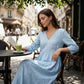 👗Women's V-Neck 3/4 Sleeve Maxi Dress – Elegant Flowy Long Dress ✨