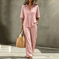👗Women's Button-Up Top & Wide-Leg Pants Set– Chic Two-Piece Outfit ✨