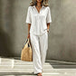 👗Women's Button-Up Top & Wide-Leg Pants Set– Chic Two-Piece Outfit ✨