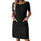 ⌛Limited-time offer-Women's Round Neck Textured Knee-Length Dress