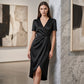 💖👗Women's Short Sleeve V-Neck Asymmetrical Wrap Dress– Elegant, Comfortable & Perfect For Any Occasion✨