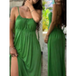 👗🌿 Versatile Maxi Slip Dress with Gathered Neckline – Flattering Fit for Every Body Type