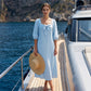 💙Casual Solid Color Midi Dress With Elegant Bowknot And Square Neck – Flattering Fit, Soft Fabric & Effortless Elegance ✨