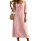 💙Casual Solid Color Midi Dress With Elegant Bowknot And Square Neck – Flattering Fit, Soft Fabric & Effortless Elegance ✨