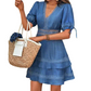 🌸Women's V-Neck Lace Tiered Ruffle Dress – Lace Details, Flattering Fit & Effortless Elegance 💐