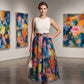 🌺 Women's Watercolor Floral Print Tulle Midi Skirt – Feminine, Flowy & Perfect For Any Occasion 💐