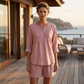 🔥👚2026 Summer Hot Sale⚡️Women's Long Sleeve Pleated Henley Neck Blouse✨Soft Breathable Elegant Casual Pleated Top Daily Commute Outfit💐