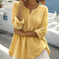 🔥👚2026 Summer Hot Sale⚡️Women's Long Sleeve Pleated Henley Neck Blouse✨Soft Breathable Elegant Casual Pleated Top Daily Commute Outfit💐