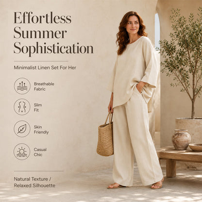 🍂 New Arrival ✨ Women’s Linen-Blend 2-Piece Set – Effortless Autumn Style & Everyday Comfort