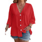 ⌛Limited-Time Offer-Women’s V-Neck Button Up Cardigan Casual Shirt – Lightweight Elegance For Effortless Everyday Style