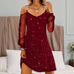 ⌛Limited-Time Offer-Women's Elegant Off-Shoulder Dress with Mesh Sleeves– Elegant, Feminine & Effortless💖