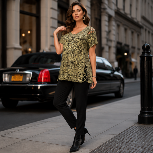 ⏳LAST DAY SALE ONLY $17.99!!🐆Women's Leopard Print Loose V-Neck T-Shirt✨