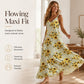 🌻 Women's Sunflower V-Neck Maxi Dress – Lightweight, Flowy & Perfect For Sunny Days ✨