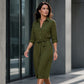 ✨Women's 3/4 Sleeve Shirt Dress with Belt– Effortless Elegance & Flattering Style 🤍