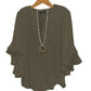 ✨Women's Ruffle Sleeve Notch V-Neck Top– Flowy Comfort With Feminine Style 🌸