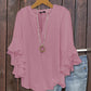 ✨Women's Ruffle Sleeve Notch V-Neck Top– Flowy Comfort With Feminine Style 🌸