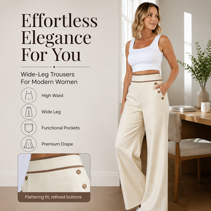 🔥Must-Have👖 Contrast-Trim Wide-Leg Pants – legant Drape & Flattering High-Rise