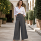 🔥Must-Have👖 Contrast-Trim Wide-Leg Pants – legant Drape & Flattering High-Rise