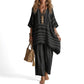 🌸Women's Loose V-Neck Striped 2-Piece Casual Set – Relaxed Oversized Fit & Effortless Style 🌿