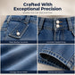 ✨Women's High Waisted Knee Length Jean Shorts – Pearl Button Detail & Elegant Vintage Style 👖