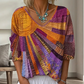 ✨Women's Retro Patchwork V-Neck Blouse – Artistic Style & Effortless Everyday Elegance 🌸