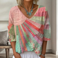 ✨Women's Retro Patchwork V-Neck Blouse – Artistic Style & Effortless Everyday Elegance 🌸