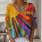 ✨Women's Retro Patchwork V-Neck Blouse – Artistic Style & Effortless Everyday Elegance 🌸