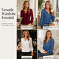 ✨Women's Casual Lace Long-Sleeved V-Neck Top– Feminine Detail & Flattering Slim Fit For Effortless Style 🤍