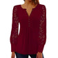 ✨Women's Casual Lace Long-Sleeved V-Neck Top– Feminine Detail & Flattering Slim Fit For Effortless Style 🤍