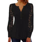 ✨Women's Casual Lace Long-Sleeved V-Neck Top– Feminine Detail & Flattering Slim Fit For Effortless Style 🤍