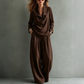 ✨Women's Casual Cowl Neck Top and Wide-Leg Pants Set -Effortless Style 🤍