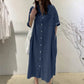 ✨Loose-Fit Denim Dress with Button Placket – Timeless Wardrobe Staple for Weekends or Travel 🍃