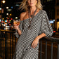 ☀️Women's One-Shoulder Striped Maxi Dress – Flowy Puff Sleeve Style With Effortless Summer Elegance 🌿