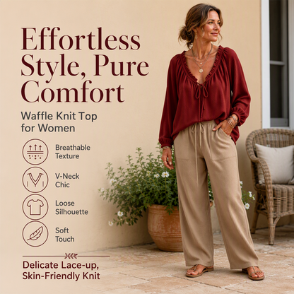 🌸Women's Loose Ruffled Tie Neck Blouse – Elegant Loose Fit Top For Effortless Everyday Style 🤍