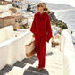 ⌛Limited-time offer-Women's Loose Hooded Cape Top & Wide-Leg Pants Set