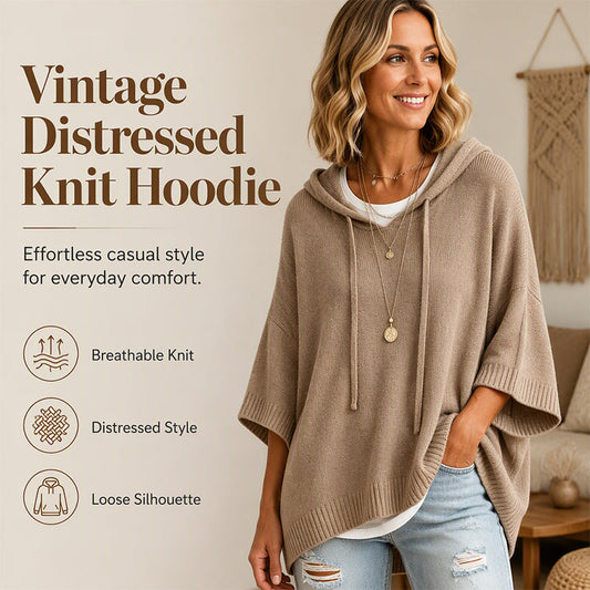 2026 Must-Have🔥👚🌟 Oversized Knit Hoodie with Drawstring