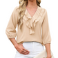 🌸Women's Ruffle V-Neck 3/4 Sleeve Polka Dot Top – Effortless Everyday Style 🤍
