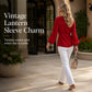 ✨Women’s Ruffled Belted Waist Elegant Blouse – Elegant Waist Tie & Vintage Lantern Sleeve Style 🤍