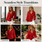 ✨Women’s Ruffled Belted Waist Elegant Blouse – Elegant Waist Tie & Vintage Lantern Sleeve Style 🤍