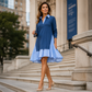 👗Women's Striped Layered Long Sleeve Dress– Chic Collared A-Line Dress For Effortless Everyday Style 🤍