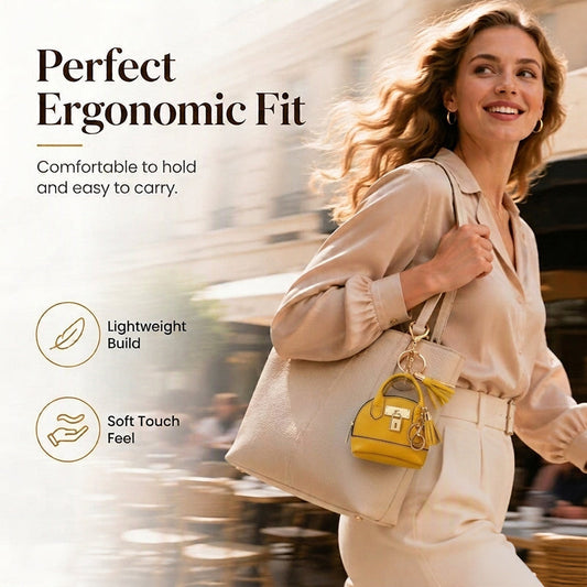 👜💛 LIMITED TIME 50% OFF! 🔑Mini Shell Bag Keychain – PU Leather Lipstick Coin Purse with Golden Padlock & Tassel