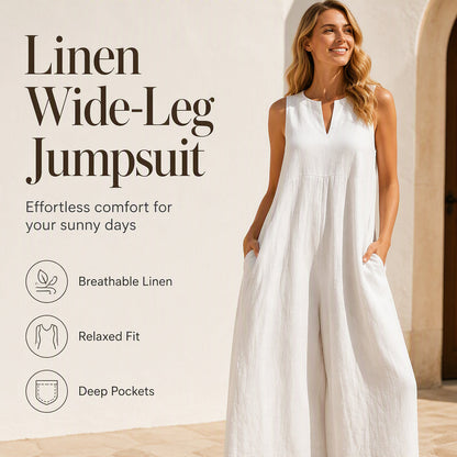 ☀️Women's Sleeveless V-Neck Wide-Leg Jumpsuit With Pockets– Effortless Chic With Pockets For Everyday Style🤍